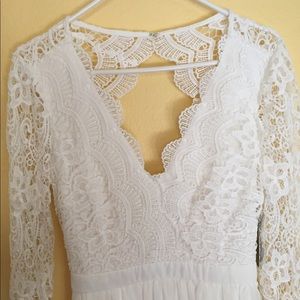 Lulu’s Awaken My Love White Long Sleeve Lace Maxi